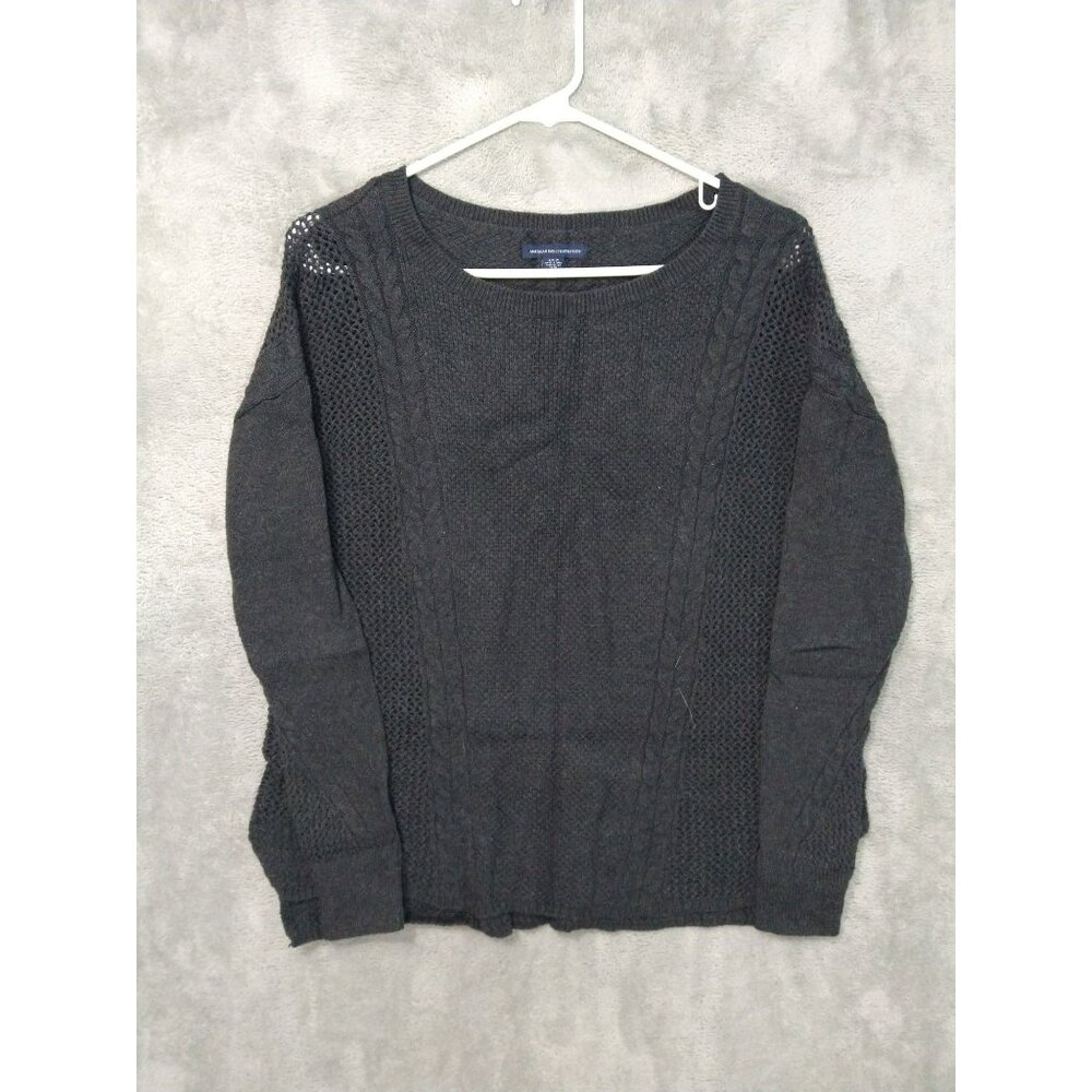 American Eagle Sweater Womens Small Gray Wool Blend Cable Knit Pullover Boho - Picture 1 of 7
